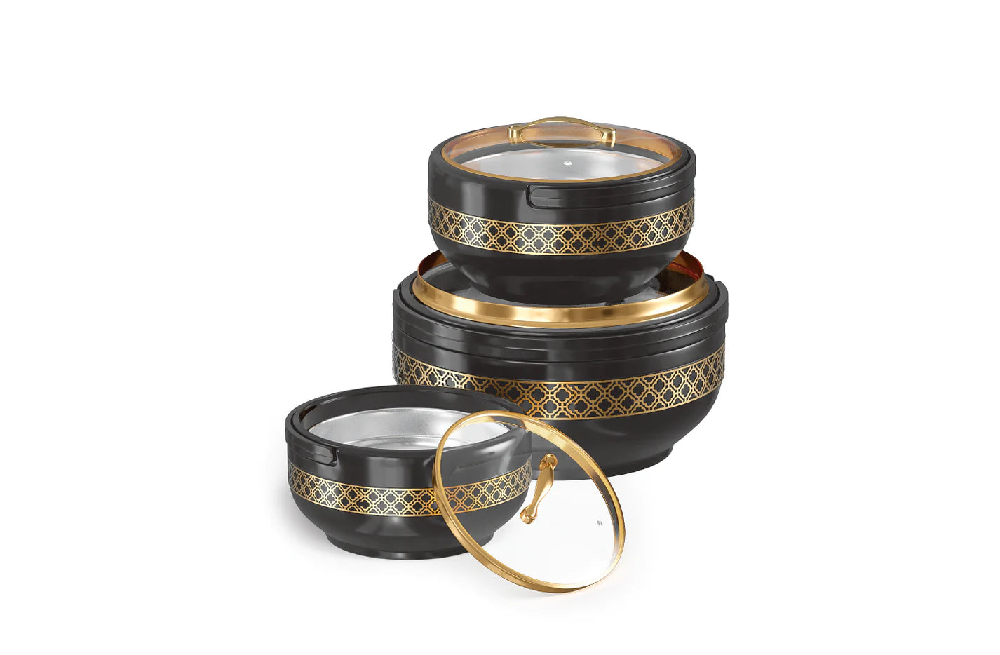 3 piece hotpot set gold