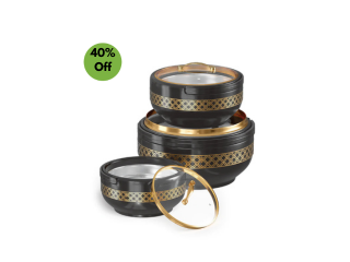 3 piece hotpot set gold